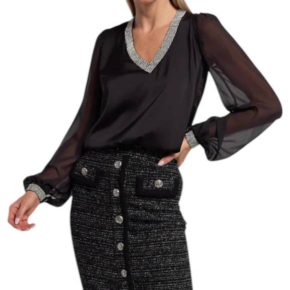 GENERATION LOVE Tops - NEW GENERATION LOVE carina crystal blouse in black